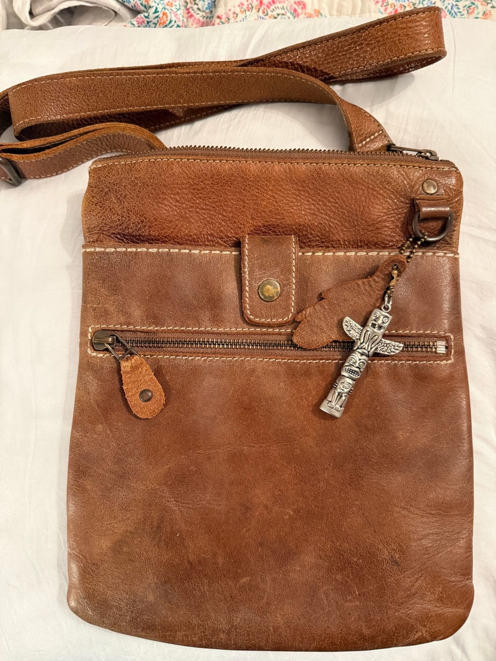 Roots Brown Leather Crossbody Bag - Classic Casual Carry